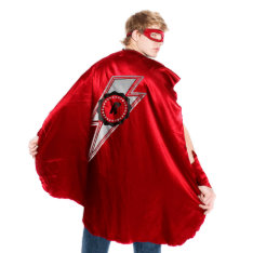 Adult Red Superhero Costume With Lightning Bolt at Zazzle