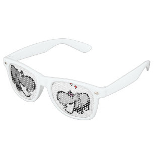 Adult Retro Party Shades, White - Hippo in Love - Retro Sunglasses