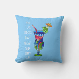 Adult Sippy Cup (blue), Cute Pool Outdoor Pillow