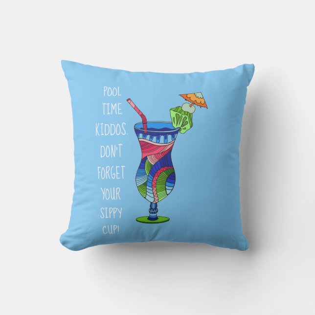 Adult Sippy Cup (blue), Cute Pool Outdoor Pillow (Front)