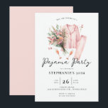 Adult Sleepover Party Wild Flowers 30th Birthday Invitation<br><div class="desc">Celebrate your 30th birthday in style with this modern, elegant adult sleepover party invitation! Featuring an elegant watercolor illustration of pink pajamas, two champagne flutes and a beautiful bouquet of wild flowers in pink, it is the perfect invitation for a casual gathering with a festive tone, but also for a...</div>