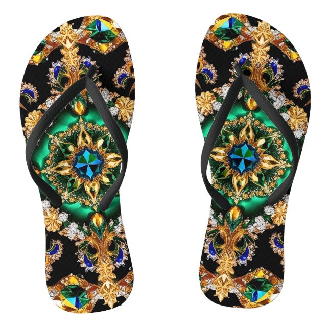 Adult Slim Straps with Brazilian Colors Flip Flops (Footbed)