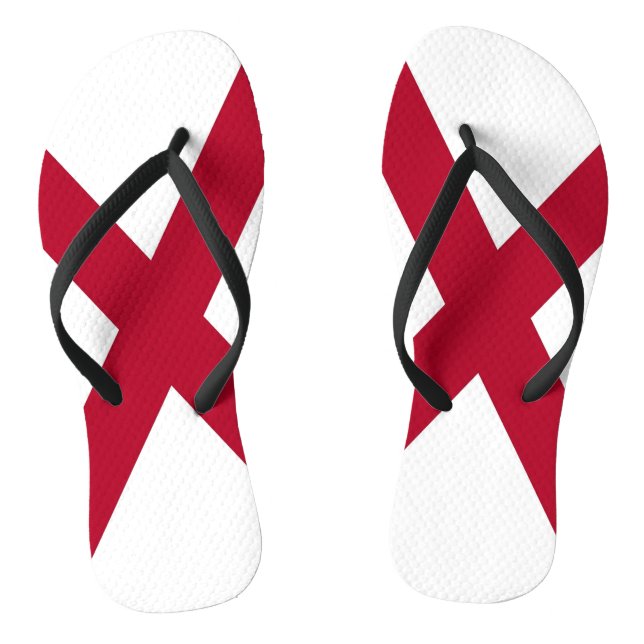 Adult Slim Straps with Flag of Alabama, USA Flip Flops (Footbed)