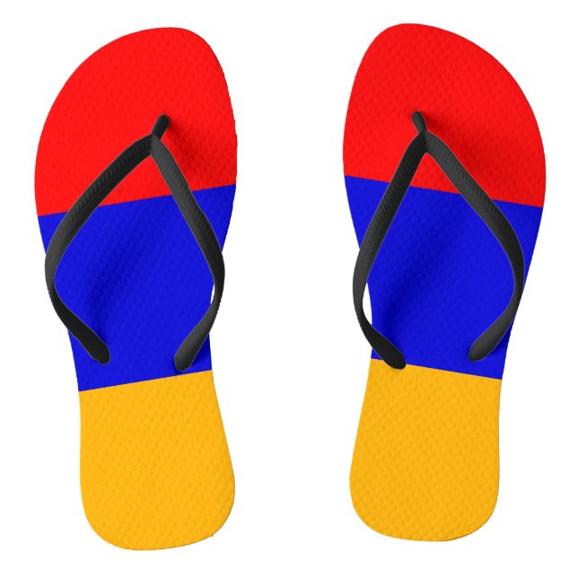 Adult Slim Straps with Flag of Armenia Flip Flops (Footbed)