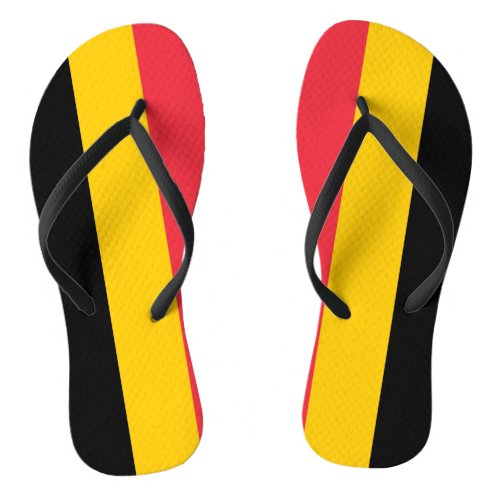 Adult Slim Straps with Flag of Belgium Flip Flops