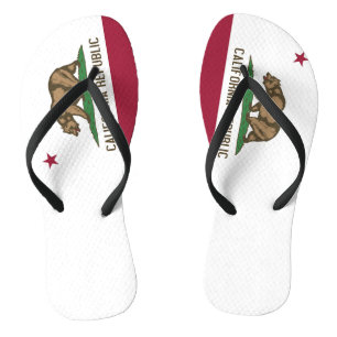 Adult Slim Straps with Flag of California, USA Flip Flops