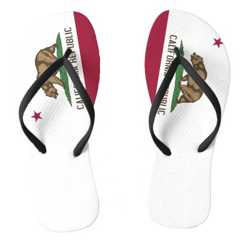 Adult Slim Straps with Flag of California USA Flip Flops