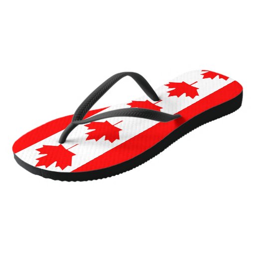 Adult Slim Straps with Flag of Canada Flip Flops Zazzle
