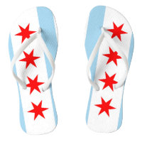 Adult Slim Straps with Flag of Chicago, USA Flip Flops