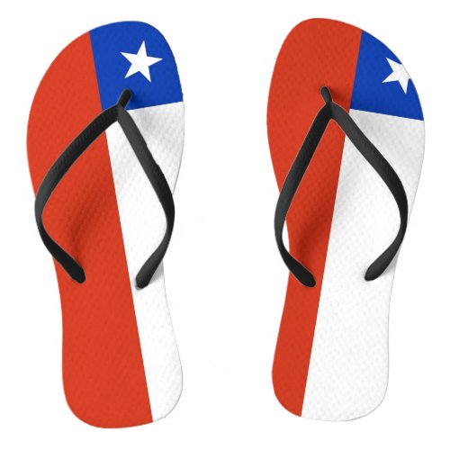 Adult Slim Straps with Flag of Chile Flip Flops