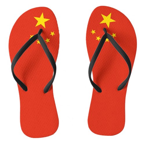 Adult Slim Straps with Flag of China Flip Flops