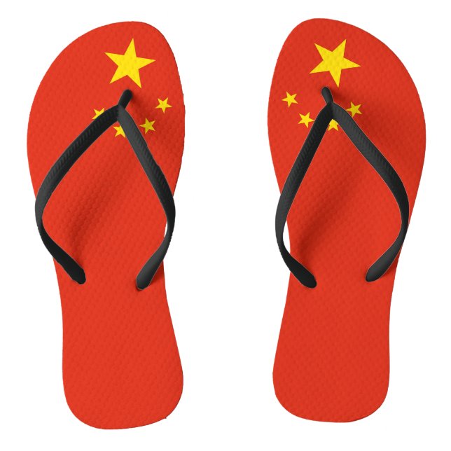 Adult Slim Straps with Flag of China Flip Flops (Footbed)