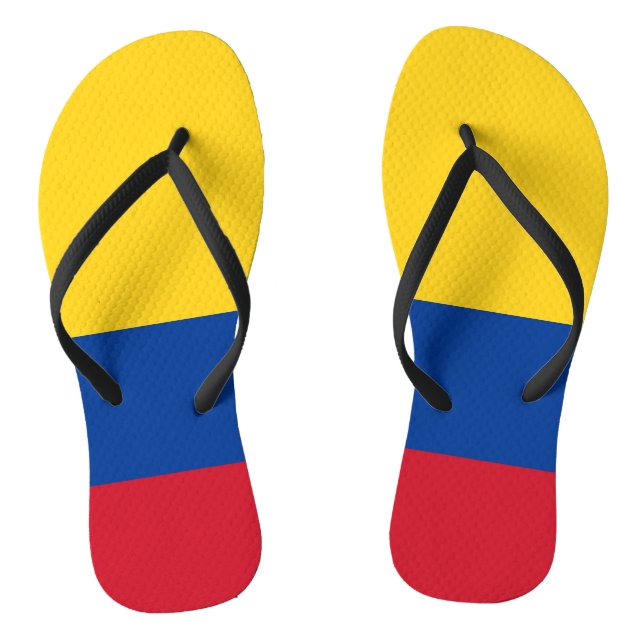 Adult Slim Straps with Flag of Colombia Flip Flops (Footbed)