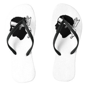 Adult Slim Straps with Flag of Corsica, France Flip Flops