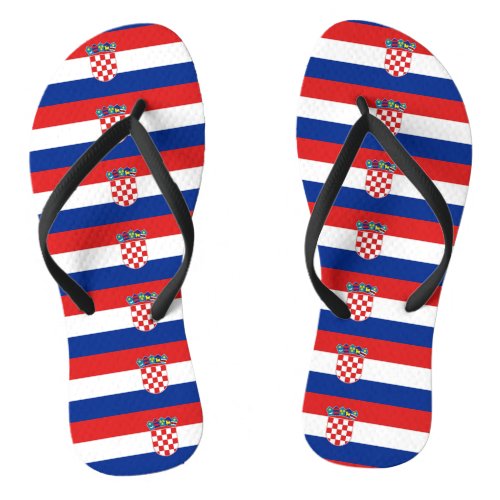 Adult Slim Straps with Flag of Croatia Flip Flops