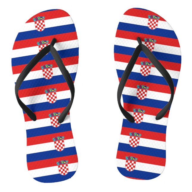 Adult Slim Straps with Flag of Croatia Flip Flops (Footbed)