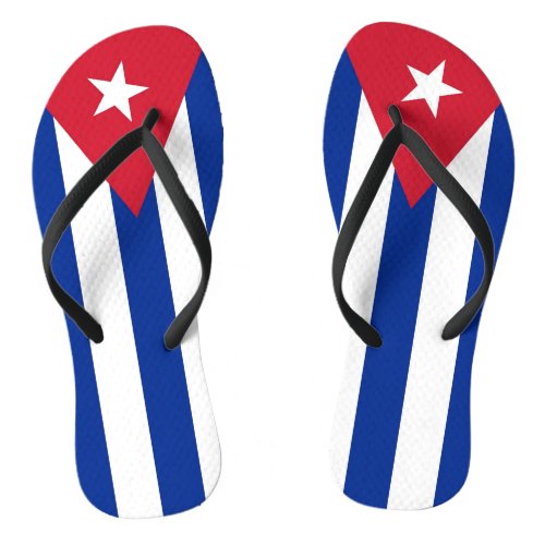 Adult Slim Straps with Flag of Cuba Flip Flops
