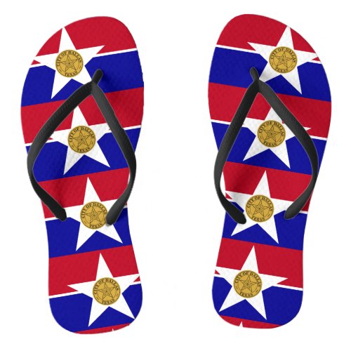 Adult Slim Straps with Flag of Dallas USA Flip Flops