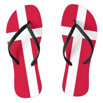 Adult Slim Straps With Flag Of Denmark Flip Flops by AllFlags at Zazzle