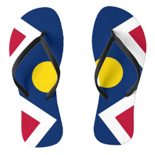 Adult Slim Straps with Flag of Denver City, USA Flip Flops