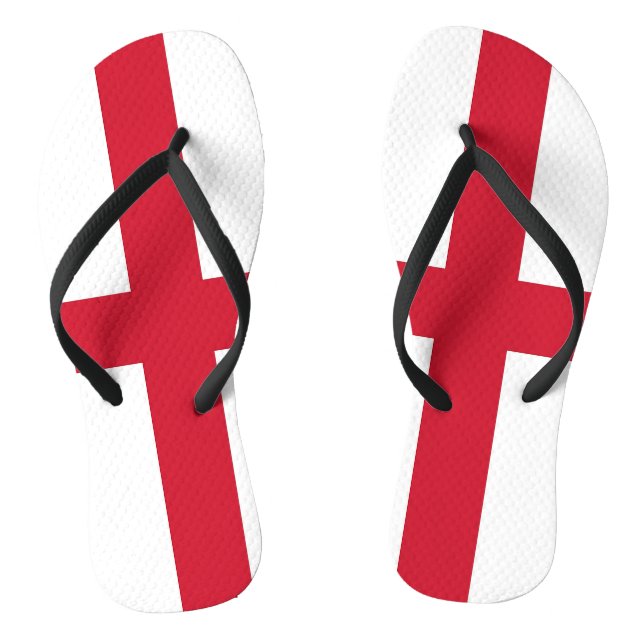 Adult Slim Straps with Flag of England, UK Flip Flops (Footbed)