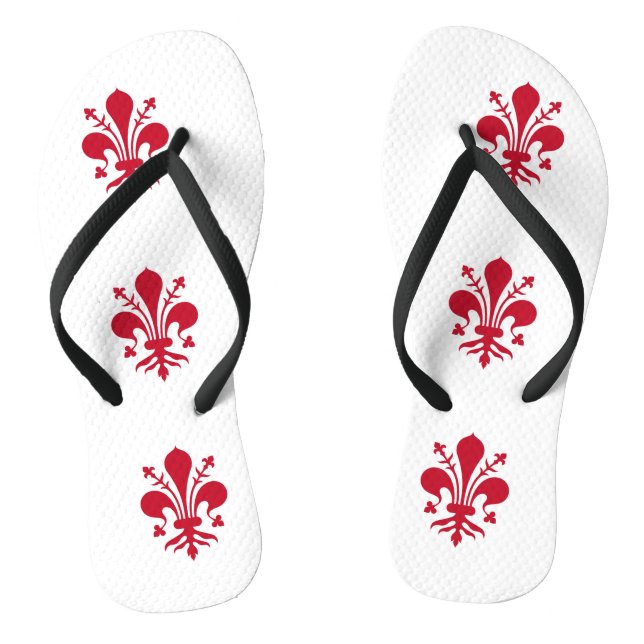 Adult Slim Straps with Flag of Florence Flip Flops (Footbed)
