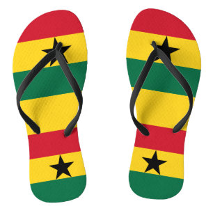 Adult Slim Straps with Flag of Ghana Flip Flops