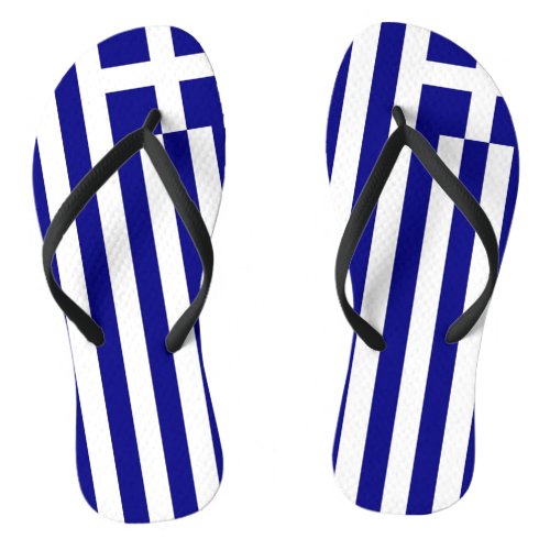 Adult Slim Straps with Flag of Greece Flip Flops