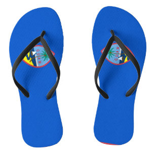 Adult Slim Straps with Flag of Guam, USA Flip Flops