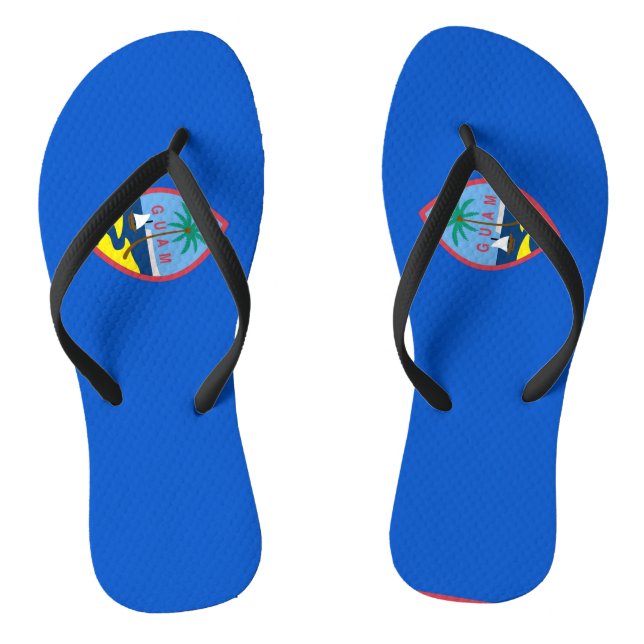 Adult Slim Straps with Flag of Guam, USA Flip Flops (Footbed)