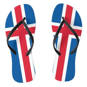 Adult Slim Straps with Flag of Iceland Flip Flops