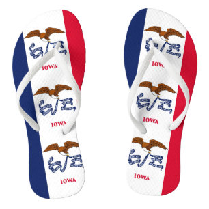 Adult Slim Straps with Flag of Iowa, USA Flip Flops
