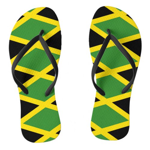 Adult Slim Straps with Flag of Jamaica Flip Flops