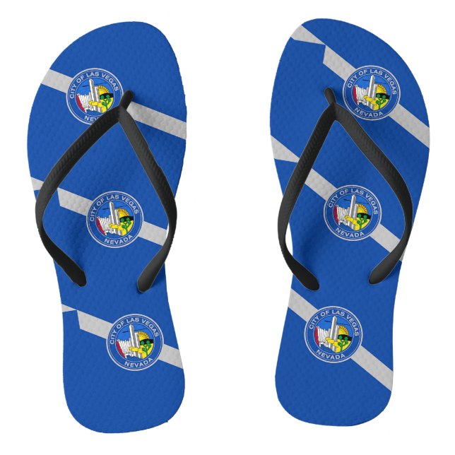 Adult Slim Straps with Flag of Las Vegas, USA Flip Flops (Footbed)