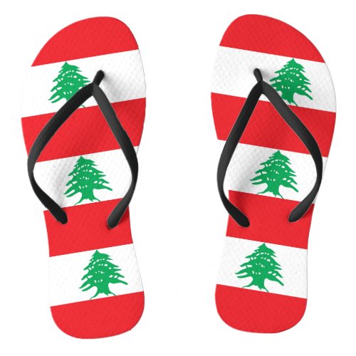Adult Slim Straps with Flag of Lebanon Flip Flops