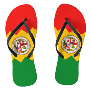 Adult Slim Straps with Flag of Los Angeles, USA Flip Flops