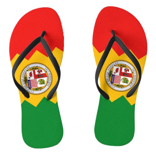 Adult Slim Straps with Flag of Los Angeles USA Flip Flops