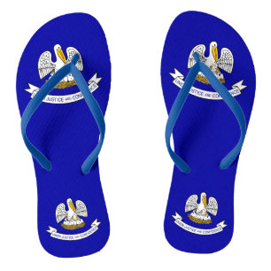 Adult Slim Straps with Flag of Louisiana, USA Flip Flops