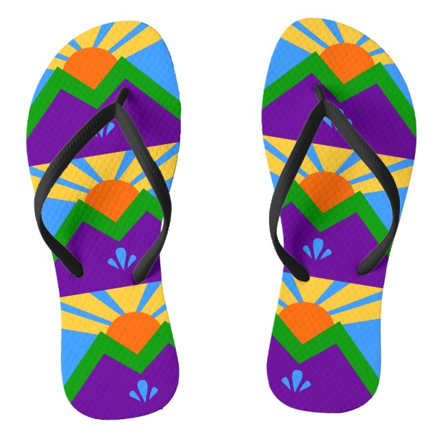 Adult Slim Straps with Flag of Manitou Springs Flip Flops (Footbed)