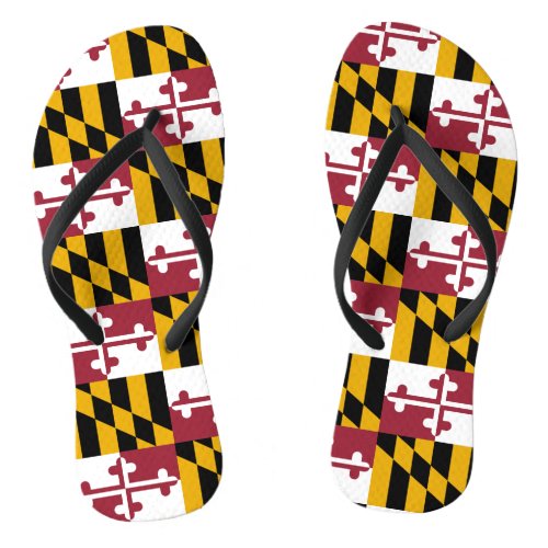 Adult Slim Straps with Flag of Maryland USA Flip Flops