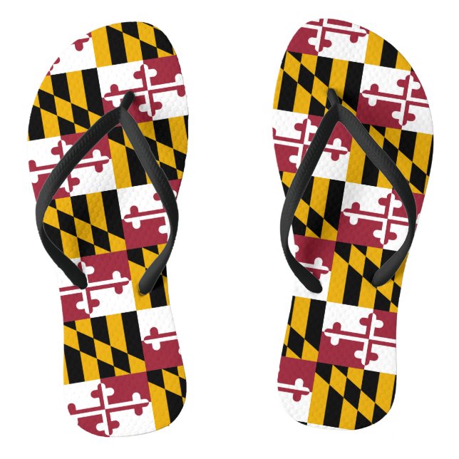 Adult Slim Straps with Flag of Maryland, USA Flip Flops (Footbed)