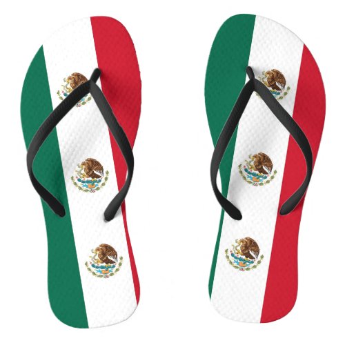 Adult Slim Straps with Flag of Mexico Flip Flops
