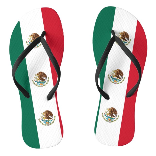 Adult Slim Straps with Flag of Mexico Flip Flops (Footbed)