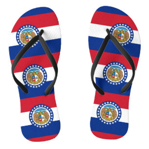 Adult Slim Straps with Flag of Missouri, USA Flip Flops