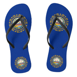 Adult Slim Straps with Flag of New Hampshire, USA Flip Flops