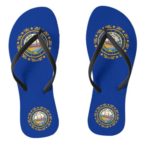 Adult Slim Straps with Flag of New Hampshire USA Flip Flops
