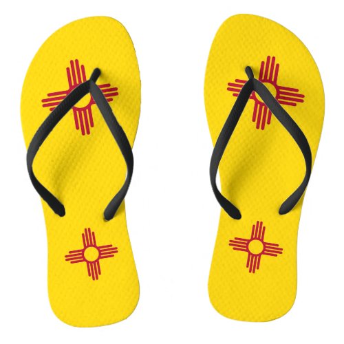 Adult Slim Straps with Flag of New Mexico USA Flip Flops