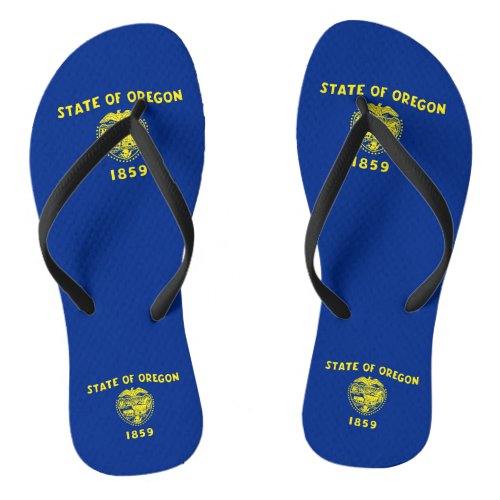 Adult Slim Straps with Flag of Oregon USA Flip Flops