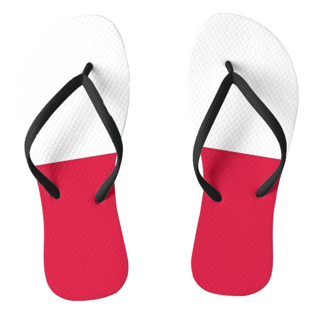 Adult Slim Straps with Flag of Poland Flip Flops (Footbed)