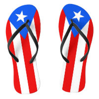 Adult Slim Straps with Flag of Puerto Rico, USA Flip Flops
